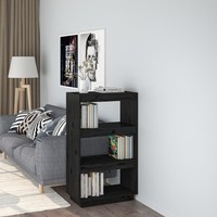 BüCherregal/Raumteiler Schwarz 60X35X103 Cm Massivholz Kiefer