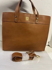 Mark and Graham Boxy essential Tote Brown camel leather MONOGRAM HGH Purse