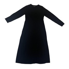 Banana Republic Sweater Dress Womens Medium Black Knit Long Sleeve Midi A-Line