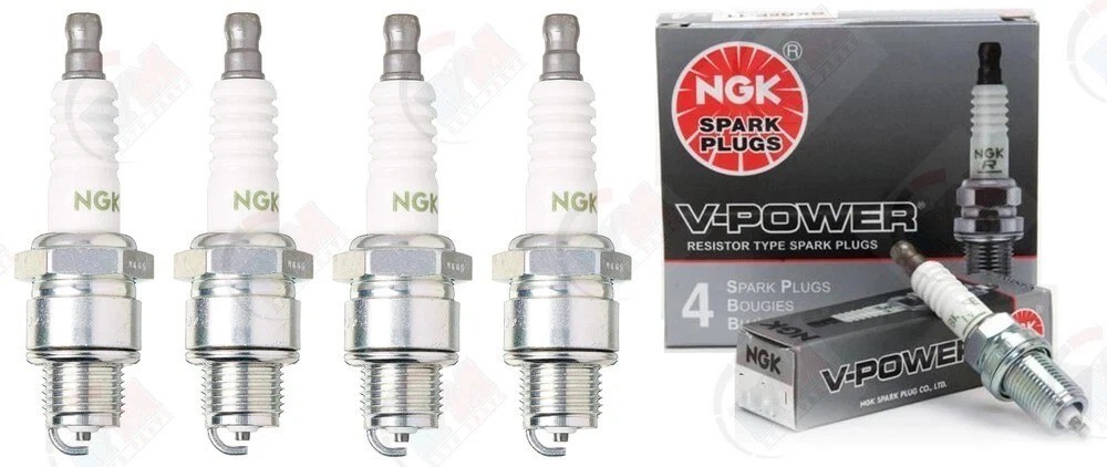NGK BP8HN10 V-POWER Spark Plugs 4838 BP8H-N-10 Set of 4