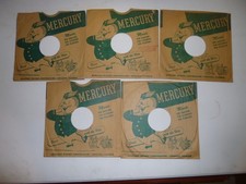 Five Clean 1940's Mercury 78 RPM 10" Company Sleeves No Records