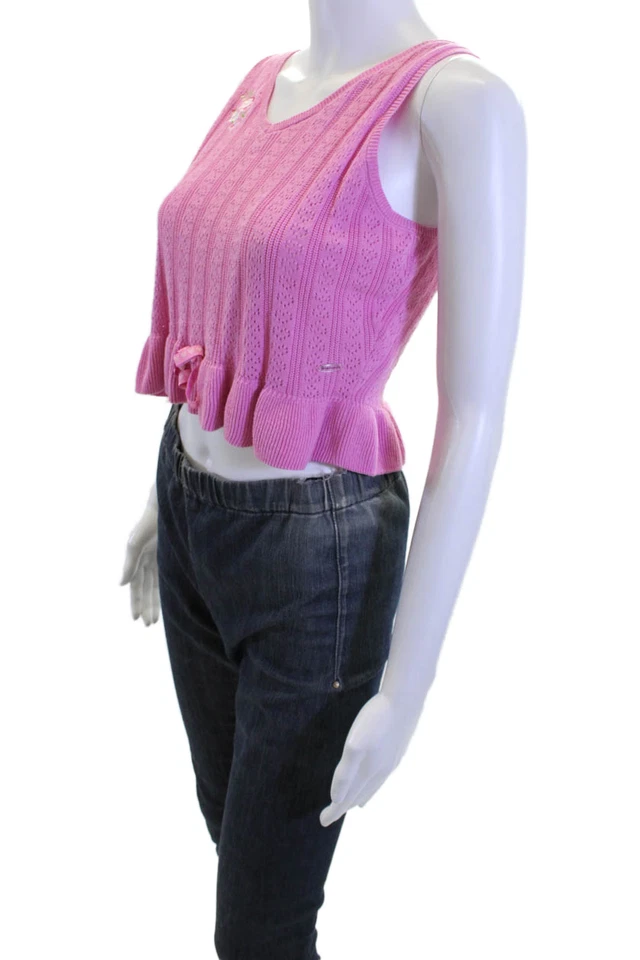 Love Shack Fancy American Girl Scoop Neck Sleeveless Tank Top Pink Size 14/16 - Image 2 of 4