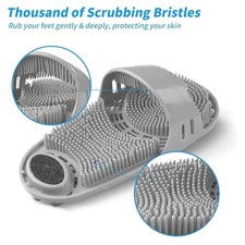 Silicone Shower Foot Scrubber Soft Massage and Cleaning Bristles Non-Slip Gray