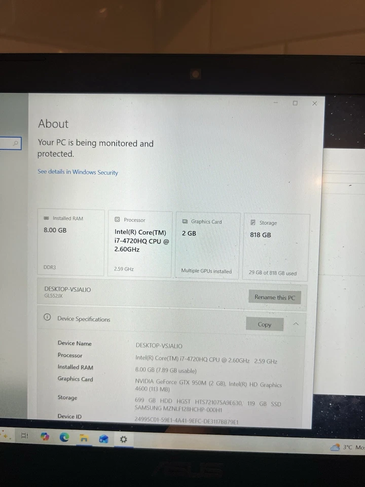 🎮 ASUS GL552J | i7-4720HQ | 8GB | SSD+1TB | GTX 950M 2GB | 15.6” FHD - Image 3 of 4