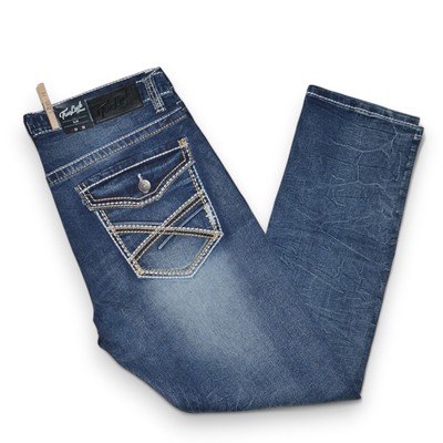 True Luck Men's Size 34x30 Slim Fit Jeans Dark Wash Thick Stitch Denim BKE NWT