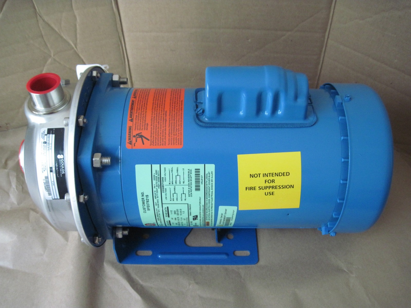 Goulds 100MS1F4B4 Centrifugal Pump, 1-1/2 HP, 115/230V, 1-1/4" x 1", Stainless