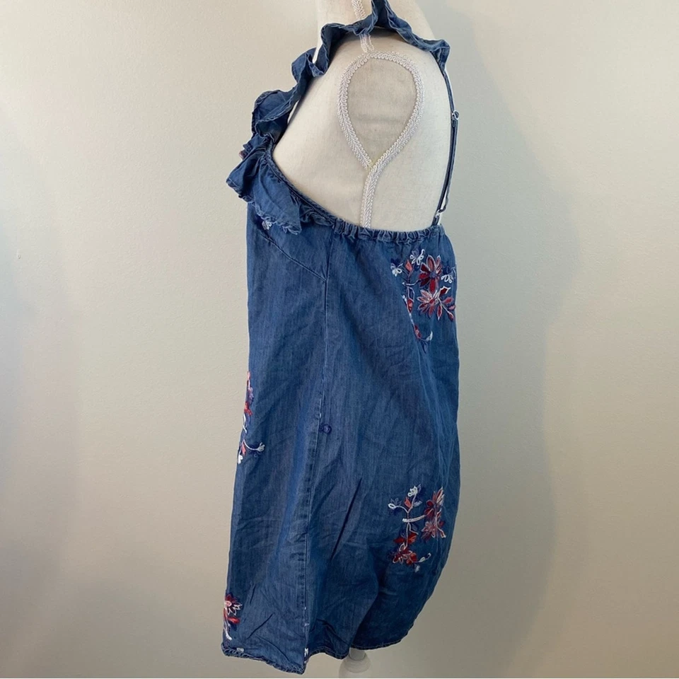 Romeo & Juliet Alta Costura Azul Denim Mini Vestido Floral Foto 4 de 4