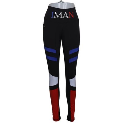 Iman, Sportleggings, Größe: L, Schwarz/Blau/Rot/Weiß/Mehrfarbig, Print #qqb