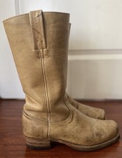 Vtg 70s FRYE Brown Leather Square Toe Campus Boots Black Label Made in USA 11B