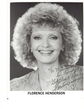 Florence Henderson Signed 8x10 B/W Promo Photo — The Brady Bunch — Autograph