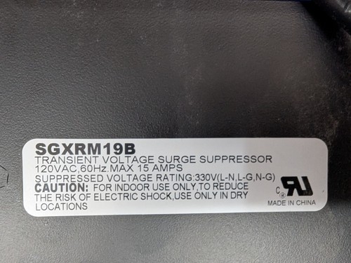 EATON SGXRM19B Rackmount Surge Protector Power Strip 9 Outlet 15 Amp 120V - Picture 6 of 6