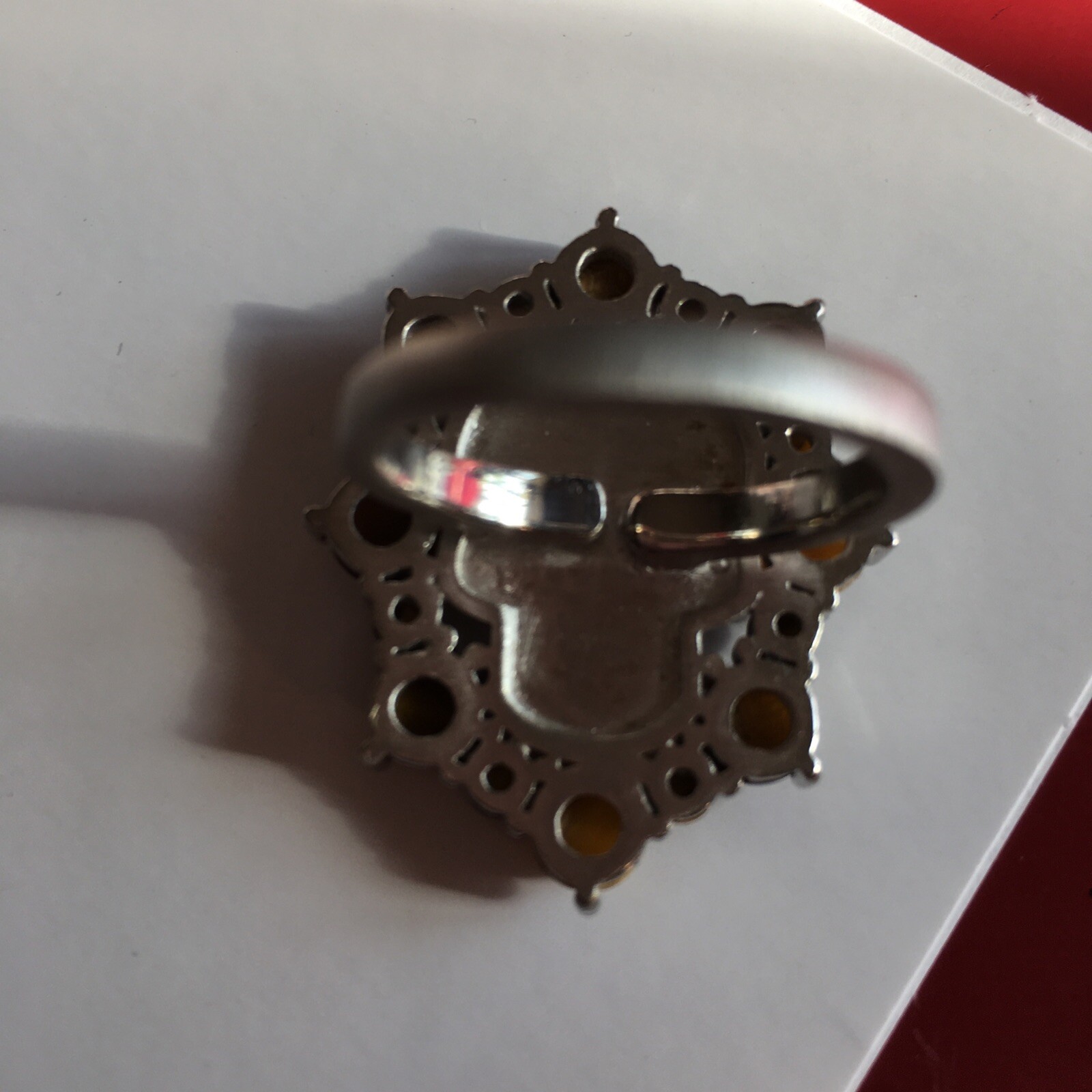 Hespera Silver Adjustable Ring - Skull with Tiger… - image 3