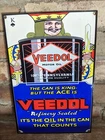 VINTAGE VEEDOL MOTOR OIL KING PORCELAIN ENAMEL GAS STATION PUMP SIGN 12" X 8"