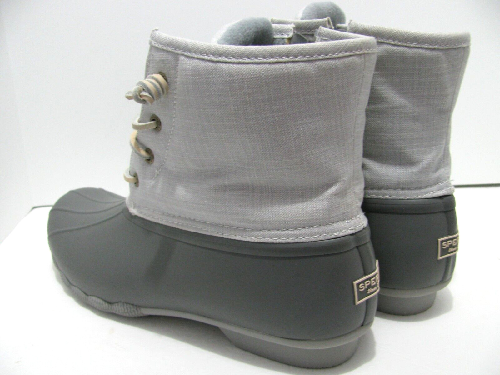 Sperry Rain Boots Womens 12 Lace Up Waterproof Canvas Rubber Duck Bill Boots NEW