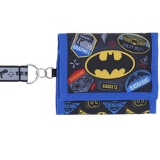 DC Batman Trifold Wallet Coin Cards Case Key Holder Kids Boy Purse Bag Lanyard