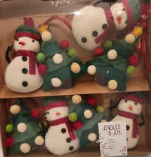 Jingles & Joy 6ft Holiday Garland Soft Felt Snowman & Tree Christmas