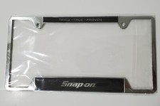Snap On Tools Silver Letters on Black Background Chrome License Plate Frame NEW!