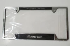 Snap On Tools Silver Letters on Black Background Chrome License Plate Frame NEW!