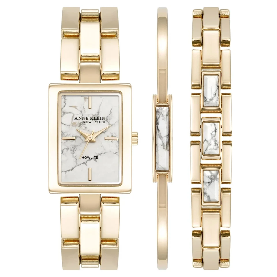 Juego de pulsera y reloj Anne Klein New York Howlite para damas 12-7748HLST / NUEVO CON ETIQUETAS Foto 4 de 4