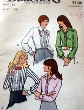 LOVELY VTG 1970s BLOUSE BUTTERICK Sewing Pattern 14/36