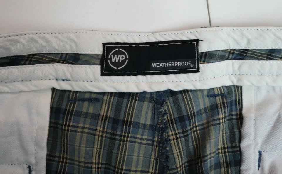 SHORTS BERMUDA HOMBRE BEIGE Y AZUL A CUADROS - RESISTENTES A LA INTEMPERIE - TALLA 42 Foto 3 de 4