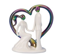 Moderne Skulptur Paar Mit Herz H 19,5 Cm Figur Liebespaar Weiss Mehrfarbig
