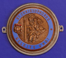 ~1950 WIEN ST. CHRISTOPHORUS EMAILLIERTE AUTOMOBIL PLAKETTE 74mm