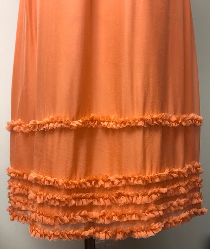 FLORES DE CALABAZA PASTEL CORAL 100% SEDA SIN MANGAS DEBAJO DE LA RODILLA VESTIDO DE DIOSA GRIEGA 8 - Imagen 9 de 10