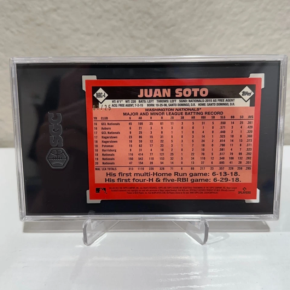 2021 Topps Chrome '86 Orange Refractor /25 Juan Soto #86BC-4 SGC 9.5 - Image 2 of 2