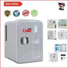Warming and Cooling Mini Fridge - 4L Diet Coke Design, Ideal for Home & Office