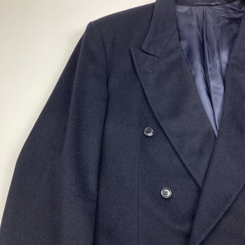 Hugo Boss Overcoat Mens 106 Cashmere Wool Blend Navy Blue Double Breasted - Picture 5 of 22