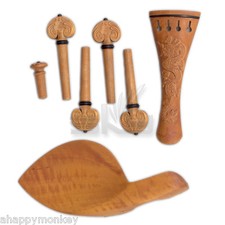 Boxwood Carged Dragon Violin Parts Set 4/4 Size Tailpiece Endpin Pegs Chinrest