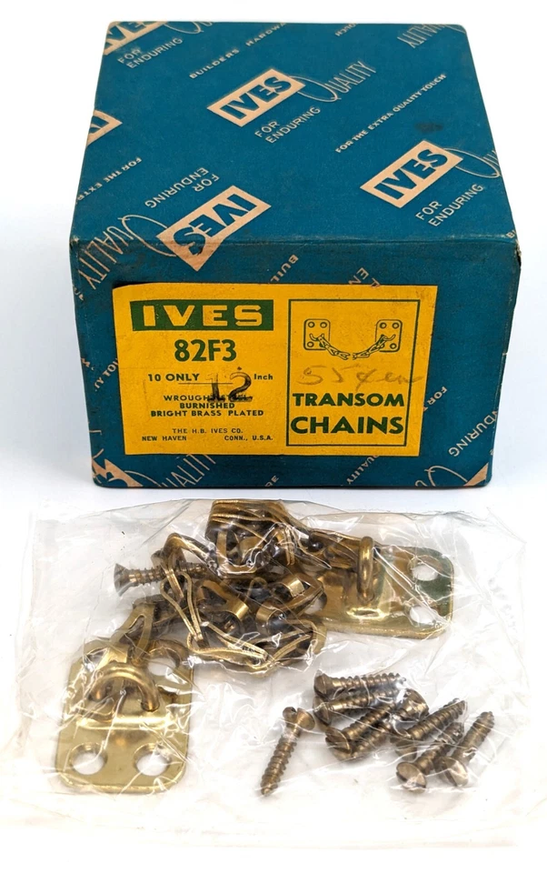 ¡NUEVO!  Ives No. Vintage Cadena de popa 82, acero forjado chapado en latón brillante de 12” Foto 2 de 4