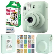 Fujifilm Instax Mini 12 Instant Film Camera - Mint Green + Film + Case, Bundle