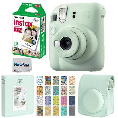Fujifilm Instax Mini 12 Instant Film Camera - Mint Green + Film + Case, Bundle