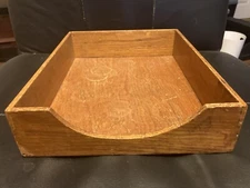 Vintage Dovetail Oak Wood Box Letter File Desk Paper Tray In/Out 10x12” Std 2 Av