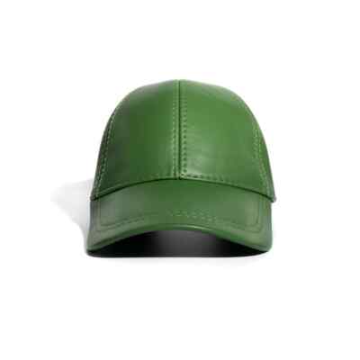 GREEN REAL GENUINE SHEEPSKIN LEATHER Baseball Cap Hat Sport Visor