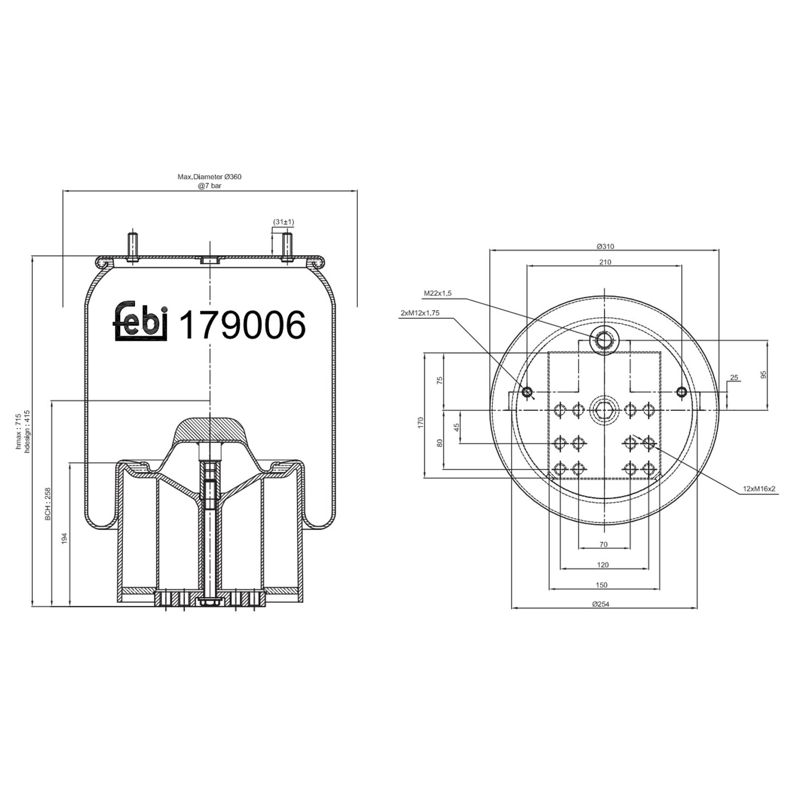 Febi Bilstein Air Spring With Piston 179006 - OE Performance & Quality