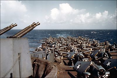 Poster, Many Sizes; F6F-3 Hellcat Sbd-4 Dauntless Aboard Uss Essex Cv-9 1943