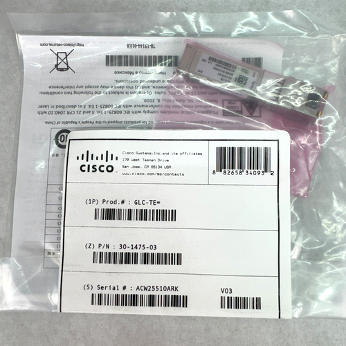 CISCO GLC-TE 30-1475-03 1 module RJ-45 1000Base-T LAN neuf et scellé avec halo