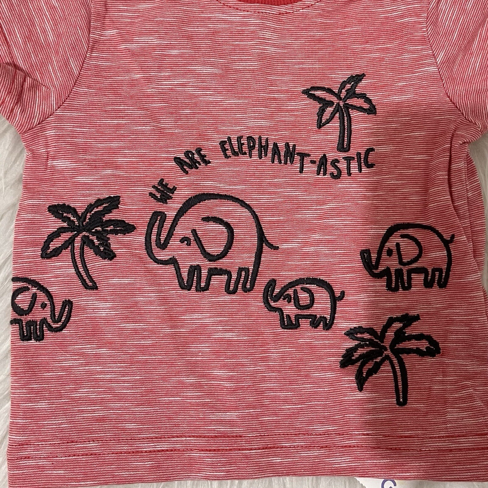 Nutmeg Red T-Shirt Size 3-6 Months Elephants Short Sleeve Top Summer Play NWT image 3