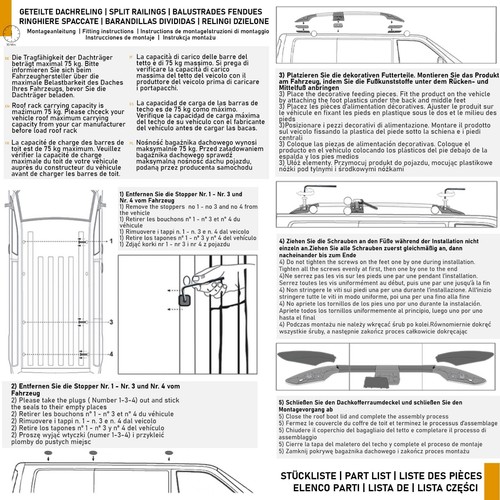 für FIAT DOBLO 2010-2022 LONG GETEILTE DACHRELING LANGER RADSTAND DACHTRÄGER - Picture 9 of 9