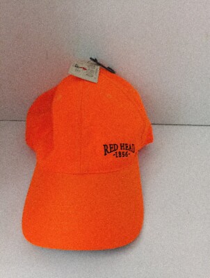 Red Head Hunting Baseball Cap Hat Mens Blaze Orange Strapback Hunter Safety Hat