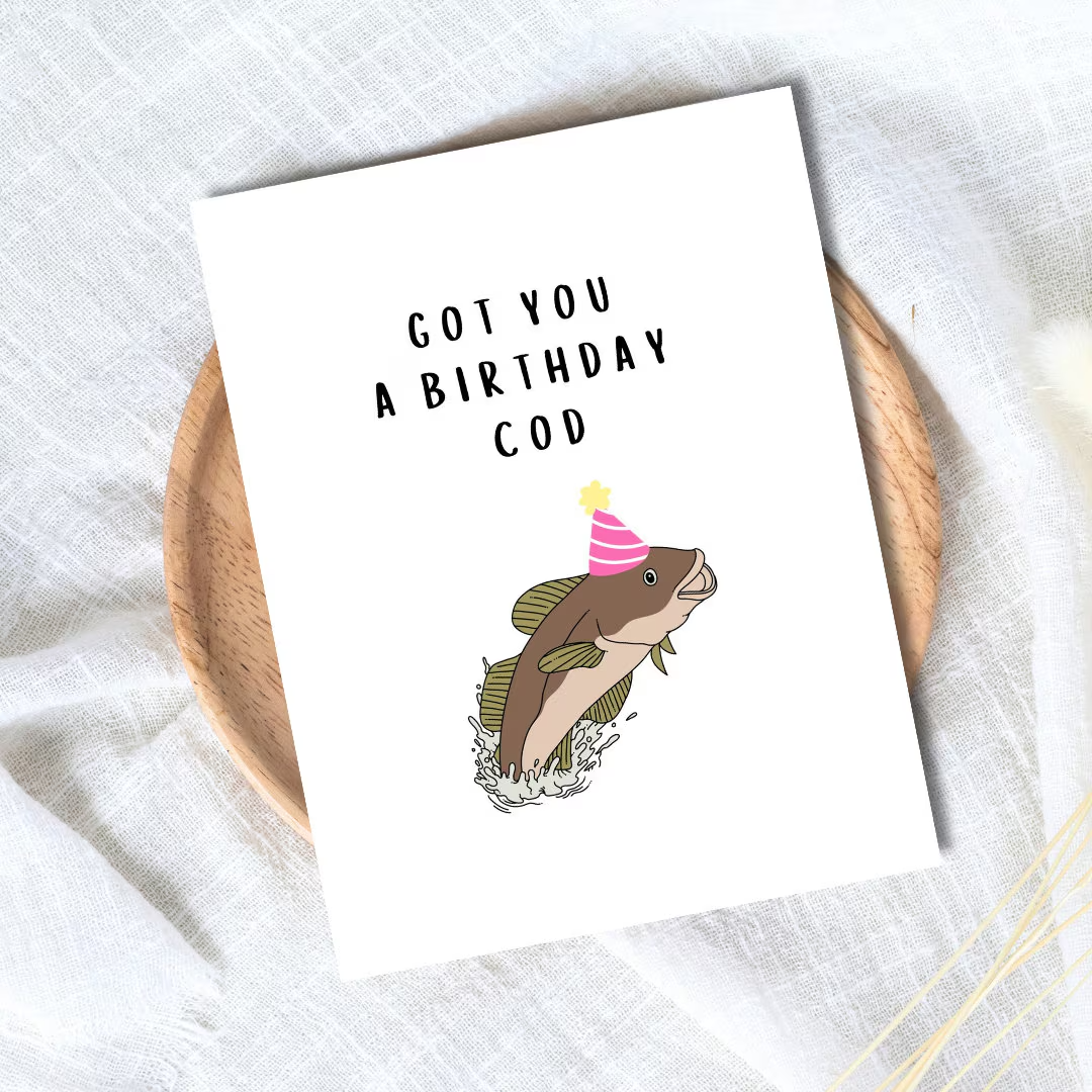 Funny Birthday Cod Funny Rude Gift For Fisher Birthday Card For Dad Him Husband