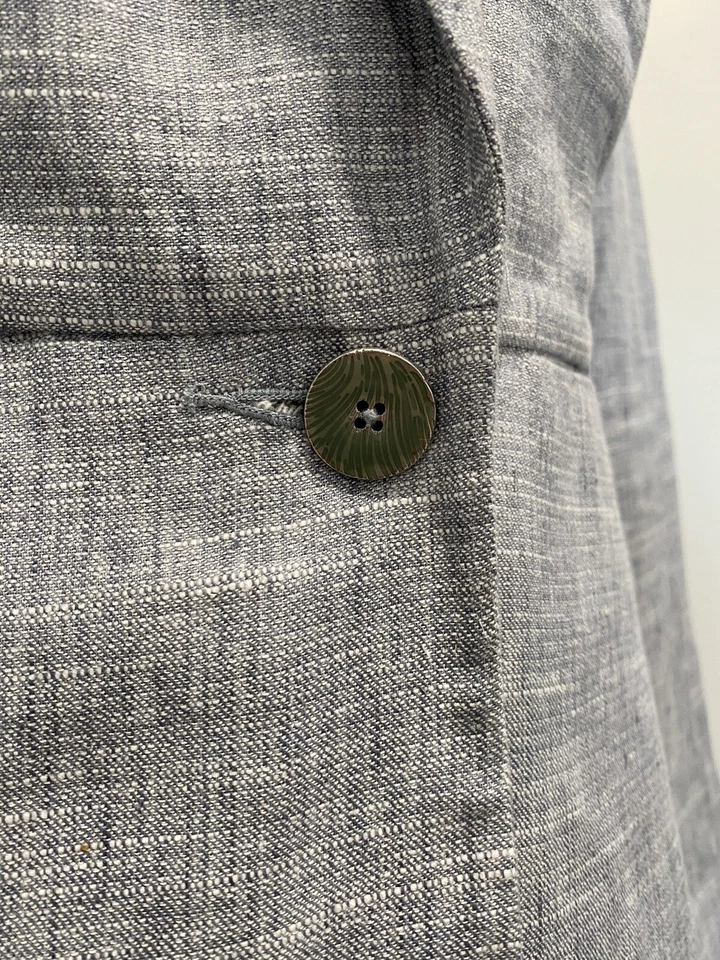 Chaqueta Blazer CAbi Mujer Sencillo Pecho Beachwalk Talla 2 Azul Mezcla de Lino Foto 3 de 4