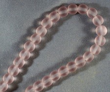 'Sea' Beach Glass 6mm Round Light Orchid Pink Beads 10 - 8" STRANDS 