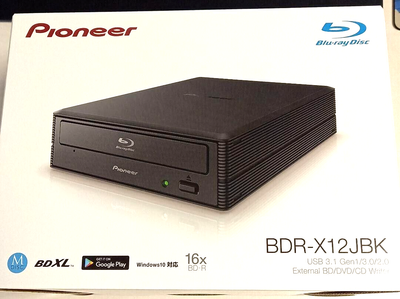 Pioneer External Blu-ray Drive BDR-X12JBK Win & Mac Compatible USB 