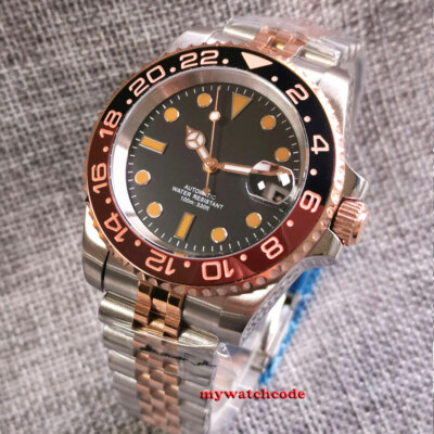 BLIGER Black Dial rose golden case PT5000 NH35A Automatic mens Watch sapphire