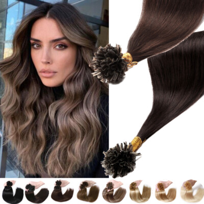 #ad #ad Russian Thick 100g Nail U Tip Human Hair Extensions Remy Pre Bonded Keratin Glue $120.21