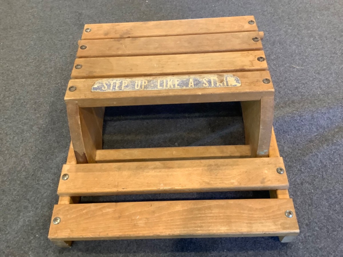 Nu-Line Industries Wood Child's Folding Step Stool Sitting Chair